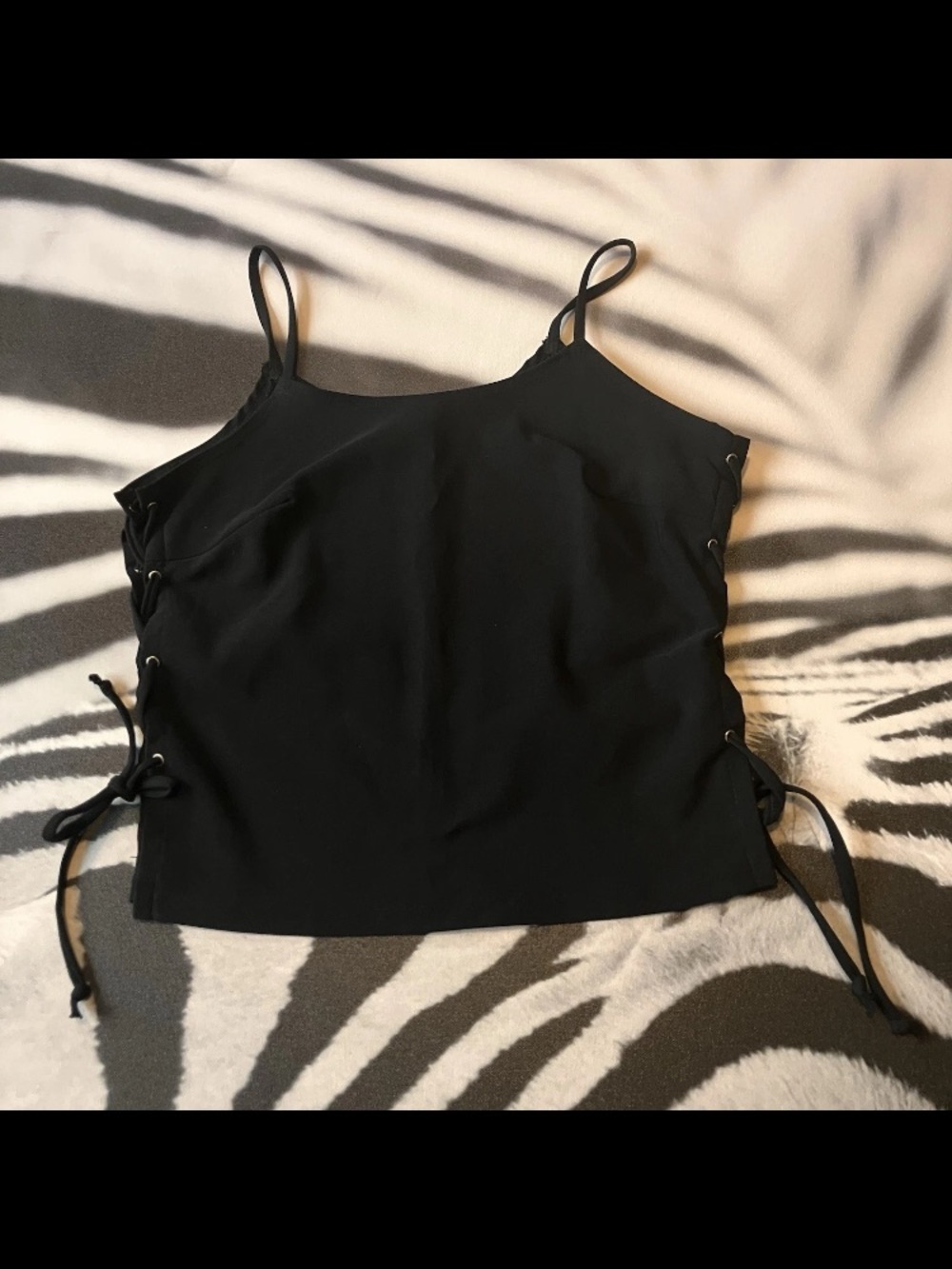 Vintage 90s ENT Entrancy Black Cami Camisole Women’s Tank Top Lace Up Sides Med